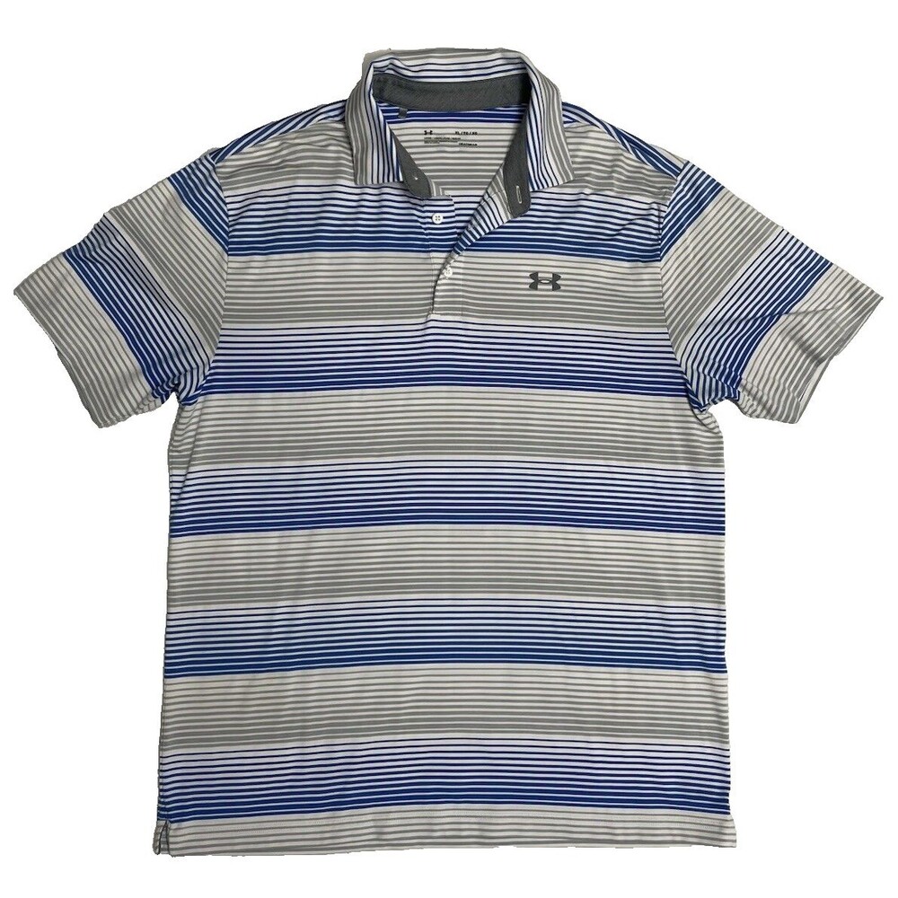 Under Armour Mens Golf Polo Shirts Size XL Color White/ Blue / Gray